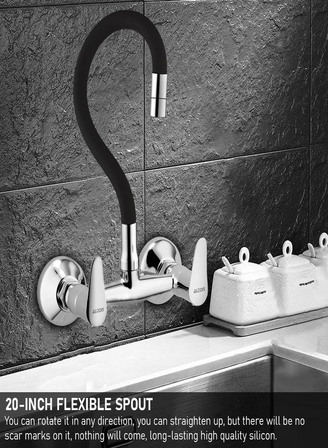 ALTON LRK9671 Brass Sink Mixer with Flexible Swivel Spout, Black & Chrome Finish (Single Flow) - Image 4